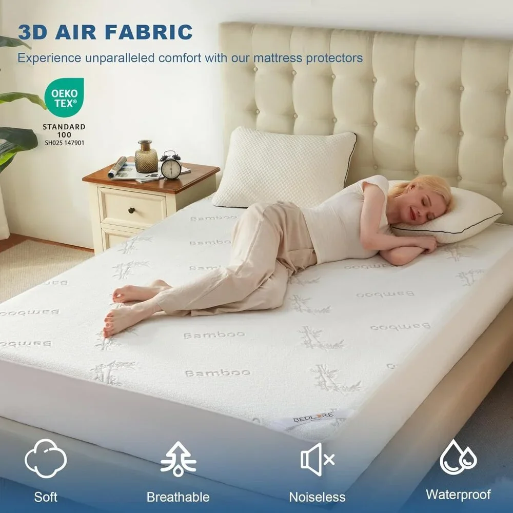 Luxurious Waterproof Full Size Mattress Protector - Washable, Noiseless Design
